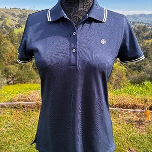 Tory Sport Women's Golf Shirt, Navy with White Stripes, Size M, Like New!